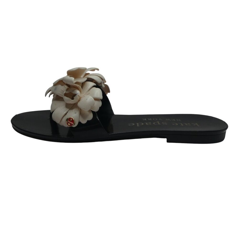 Kate Spade Jaylee Floral Ladybug Jelly Slide Sandals Womens Size 6 Black White - Picture 4 of 14